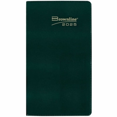 Brownline Two-Year Monthly Pocket Planner, English - Julian Dates - Monthly - 2 Year - January 2025 to December 2026 - 3 1/2" (88.90 mm) x 6 1/2" (165.10 mm) Sheet Size - Saddle Stitch - Assorted - Vinyl - Notepad, Soft Cover - 1 Each  