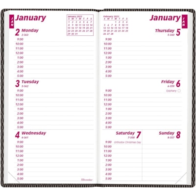 Brownline Brownline Monthly Pocket Planner - Weekly - January 2023 to December 2023 - 9:00 AM to 5:00 PM - Hourly - 1 Week Double Page Layout - 3 1/10" (78.74 mm) x 6" (152.40 mm) Sheet Size - Assorted - Pocket, Flexible, Tear-off, Phone Directory, Address Directory, Notepad, Reference Calendar - 1   