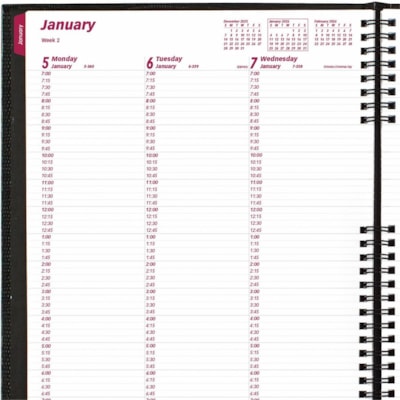 Brownline CoilPro Weekly Planner, 11" x 8-1/2" , English - Weekly - January 2025 to December 2025 - 7:00 AM to 8:45 PM - Monday - Friday, 7:00 AM to 5:45 PM - Saturday - 2 Week Double Page Layout - 8 1/2" (215.90 mm) x 11" (279.40 mm) Sheet Size - Twin Wire - Black - Pocket, Phone Directory, Address  