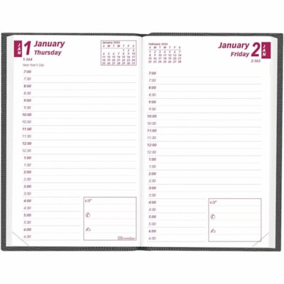 Brownline Traditional Daily Pocket Diaries - Daily - 1 Year - January 2025 to December 2025 - 7:00 AM to 6:30 PM - Half-hourly - 1 Day Single Page Layout - 2 7/8" (73.03 mm) x 4 3/4" (120.65 mm) Sheet Size - Assorted - Pocket, Flexible, Reference Calendar, Notepad - 1 Each  