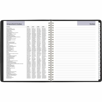 At-A-Glance 2026 Executive Weekly/Monthly Planner - 8-3/4" H x 6-7/8" W - Black - English - Weekly, Monthly - 12 Month - January 2026 to December 2026 - 1 Week, 1 Month Double Page Layout - 6 7/8" (174.63 mm) x 8 3/4" (222.25 mm) Sheet Size - Spiral Bound - Paper - Black Simulated Leather, Faux Leat 6-7/8 X 8-3/4 BLK ENGLISH 
