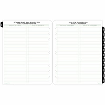 Day-Timer 2026 Dated Refill 2 Pages/Week Folio - 11" H x 8-1/2" W - Bilingual - Folio - Weekly - 12 Month - January 2026 to December 2026 - 8:00 AM to 5:00 PM - Hourly - Monday - Friday, 8:00 AM to 12:00 PM - Hourly - Saturday - Sunday - 1 Week Double Page Layout - Letter - 8 1/2" (215.90 mm) x 11"  8-1/2 X 11 VENDOR ITEM 68532 30% PCW
