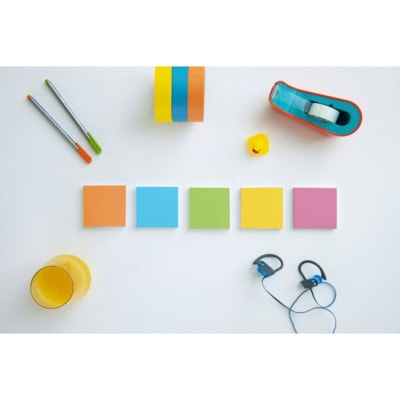 Post-it® Super Sticky Notes - Energy Boost Color Collection - 450 - 3" (76.20 mm) Flag/Note Width x 3" (76.20 mm) Flag/Note Length - Square - 90 Sheets per Pad - Unruled - Vital Orange, Tropical Pink, Sunnyside, Blue Paradise, Limeade - Paper - Self-adhesive - 5 / Pack ENERGY BOOST COLOUR COLLECTN 