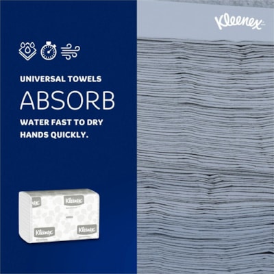 Essuie-tout Recyclé Kleenex - 1 Pli - largeur de 9,20 po (233,68 mm) x longueur de 9,40 po (238,76 mm) - Blanc - 150 emballage - 8 / Carton KLEENEX KIMBERLY CLARKE 150PQT  8 PQT PAR BOÎTE
