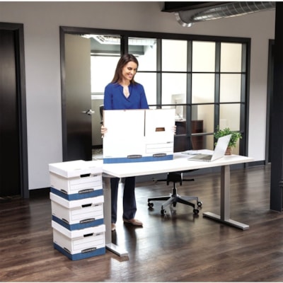 Bankers Box STOR/FILE Storage Box - Internal Dimensions: 12" (304.80 mm) Width x 24" (609.60 mm) Depth x 10" (254 mm) Height - External Dimensions: 12.9" (327.15 mm) Width x 25.4" (644.65 mm) Depth x 10.3" (260.35 mm) Height - Media Size Supported: Letter - Lift-off Closure - Medium Duty - Stackable STORAGE BOX 