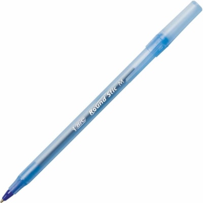BIC Round Stic Ballpoint Pens - Medium Pen Point - Blue Ink - Blue Barrel - 60 / Box BULK BOX 60 PENS PER PK 