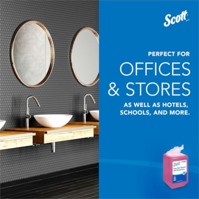 Scott Foam Skin Cleanser w/Moisturizers - Floral Scent - 1.06 quart (1000 mL) - Hands-free Dispenser - Kill Germs - Office, Healthcare - Moisturizing - Pink - 1 Each WITH MOISTURIZERS  1L  6/CTN 