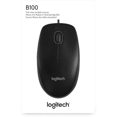 Logitech B100 Optical USB Mouse - Optical - Cable - Black - USB - 800 dpi - Scroll Wheel - 3 Button(s) - Symmetrical - 1 Each OPTICAL USB MOUSE 