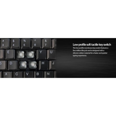Adesso Wireless Desktop Touchpad Keyboard - Wireless Connectivity - RF - 30 ft (9144 mm) - 2.40 GHz - USB Interface - 104 Key(s) - On/Off Switch Hot Key(s) - English (US) - QWERTY Layout - Desktop Computer - TouchPad - Membrane Keyswitch - AAA Battery Size Supported - Black top Touchpad Keyboard ard (glazing black c