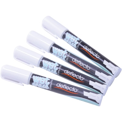 Deflecto Wet Erase Markers - Fine Chisel, Bold Marker Point - White Ink - 4 / Pack SET OF 4 