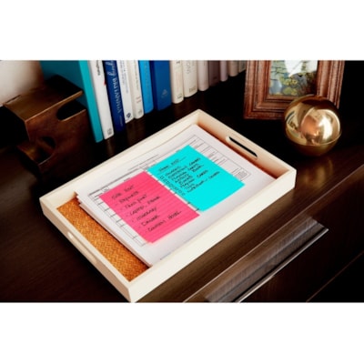 Post-it® - Feuillets super collants - Collection Éclat de lumière - largeur de drapeau/note 4 po (101,60 mm) x longueur de drapeau/note 6 po (152,40 mm) - Rectangulaires - 90 Feuilles par bloc - Avec ligne - Papier - Autocollant, Recyclable - 3 / emballage  LINED  4X6  3PACK 