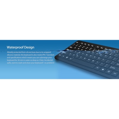 Adesso - Clavier AKB-235UB - Antimicrobial Waterproof Desktop - Câble Connectivité - USB Interface - 104 Touche(s) - Anglais (USA) - QWERTY Disposition - Ordinateur, MAC - Pavé tactile - PC, Windows, Mac OS - Membrane Pavé Numérique - Noir  avancÃ© silicone desktop clav ier - protÃ¨ge contr