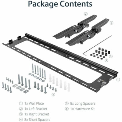 StarTech.com Flat Screen TV Wall Mount - Tilting - For 32" to 75" TVs - Steel - VESA TV Mount - Monitor Wall Mount - Save space by mounting a television to your wall with easy +15 / -15 degree tilt for ideal viewing - Flat-Screen TV Wall Mount for 32 to 75" LCD / LED / Plasma TV - Fits curved TVs -   MNT 