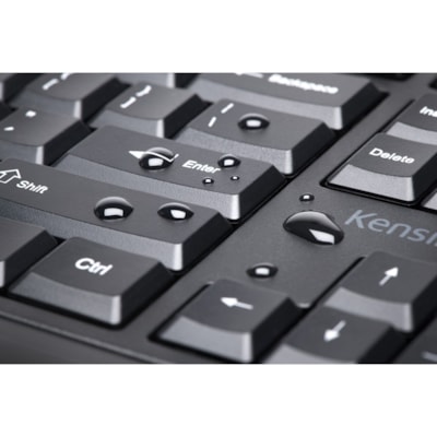 Kensington Pro Fit Wireless Desktop Set - Black - USB Wireless RF 2.40 GHz Keyboard - English (US), International - Black - USB Wireless RF Mouse - Laser - 1000 dpi - Scroll Wheel - Black - Symmetrical - AA, AAA - Compatible with Computer, Notebook for Mac, PC - 1 TBOPT 