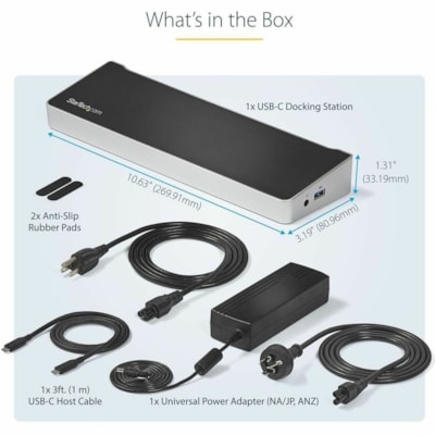 StarTech.com 4K USB-C Dock, Triple UHD 4K Monitor Docking Station, Mac & Windows, HDMI & DisplayPort, 60W PD, 5x USB 5Gbps Hub, TAA - USB-C Dock 3 video outputs, 60W PD - 4x USB-A, 1x USB-C 5Gbps, NIC, headset, K-Slot - Triple monitor on base M-Series MacBook Pro/Air - Works w/ USB-C, USB4, Thunderb  