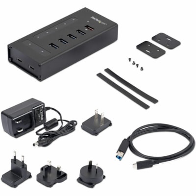 StarTech.com 7 Port USB C Hub - 2x USB-C & 5x USB-A - Mountable Metal USB 3.0 Type-C Hub - 5Gbps USB 3.1/3.2 Gen 1 - Self Powered - BC 1.2 - 7-Port USB-C hub - USB Type-C laptop/desktop to 5 USB-A (1x BC 1.2) and 2 USB-C - SuperSpeed 5Gbps USB 3.1/3.2 Gen 1 - Incl 36W power adapter/USB-C host cable   PERP 