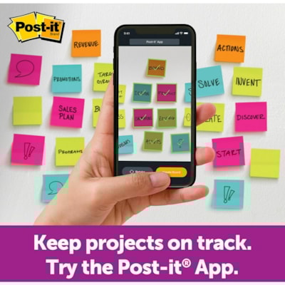 Post-it® - Feuillet adhésif Super Sticky - largeur de drapeau/note 10 63/64 po (279 mm) x longueur de drapeau/note 10 63/64 po (279 mm) - Carré - 30 Feuilles par bloc - Jaune canari - 1 chaque SUPER COLLANT  JAUNE ÉCLATANT 