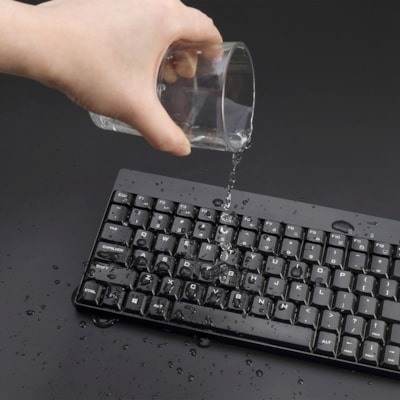 Adesso WKB-1100CB - Wireless Spill Resistant Mini Keyboard & Mouse Combo - USB Membrane Wireless RF Keyboard - 79 Key - English (US) - Black - USB Wireless RF Mouse - Optical - 1200 dpi - Scroll Wheel - QWERTY - Black - Multimedia Hot Key(s) - Right-handed - AA - Compatible with Windows & mouse combo 