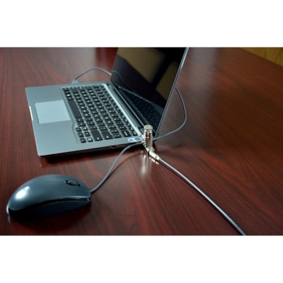 Noble TZ07T Resettable Combination Wedge Lock - 5.9 ft (1.80 m) Cable - Resettable - 4-digit - Combination Lock - Silver - PVC Coated Steel, Stainless Steel - For Notebook  ation lock with cable trap and  storage pouch  TAA