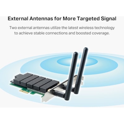 TP-Link Archer T4E IEEE 802.11ac Dual Band Wi-Fi Adapter for Desktop Computer - PCI Express - 1.17 Gbit/s - 2.40 GHz ISM - 5 GHz UNII - Internal  