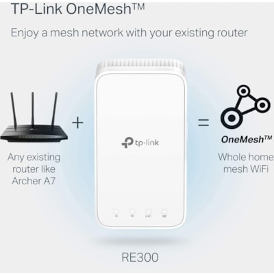 TP-Link Deco RE300 Dual Band IEEE 802.11ac 1.17 Gbit/s Wireless Range Extender - 2.40 GHz, 5 GHz - 2 x Internal Antenna(s) - Internal - 7.30 W - Plug-in  ACCS 
