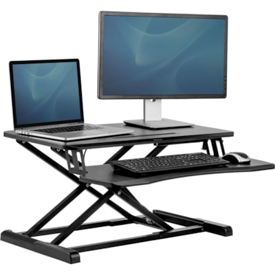 Fellowes Corsivo Sit-Stand Workstation - 4.50" (114.30 mm) Height x 31.50" (800.10 mm) Width x 24.13" (612.90 mm) Depth - Black nd Workstation 
