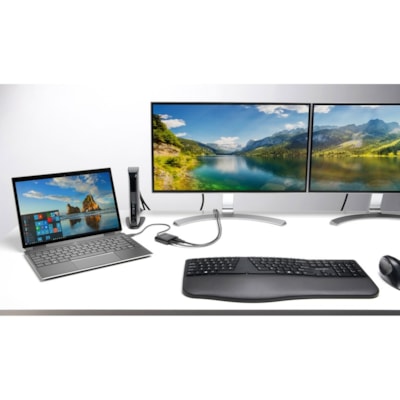 Kensington Pro Fit Ergo Wireless Keyboard-Black - Wireless Connectivity - Bluetooth/RF - 2.40 GHz - USB Interface - Black  WRLS 