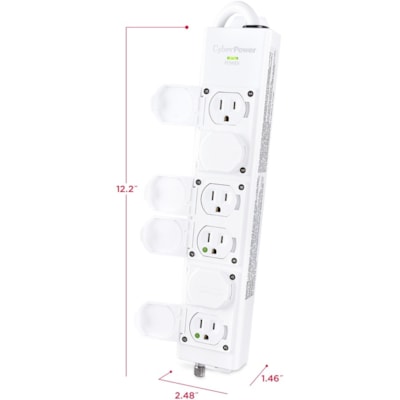CyberPower MPV615P 6-Outlet Power Strip - NEMA 5-15P-HG - 6 x NEMA 5-15R-HG - 15 ft (4.57 m) Cord - 120 V AC Voltage - Strip  STRIP 
