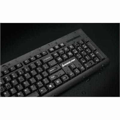IOGEAR Long range wireless keyboard and mouse combo - USB Wireless RF - 104 Key - Black - USB Wireless RF Mouse - Black - AAA, AA - Compatible with Computer for Windows, Mac OS - 1  