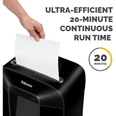 Fellowes Powershred LX85 Cross-cut Shredder - Non-continuous Shredder - Cross Cut - 12 Per Pass - for shredding Staples, Paper, Paper Clip, Credit Card, Junk Mail - 0.2" (3.97 mm) x 1.3" (31.75 mm) Shred Size - P-4 - 20 Minute Run Time - 30 Minute Cool Down Time - 18.93 L Wastebin Capacity - Black CROSS CUT FOR PERSONAL USE