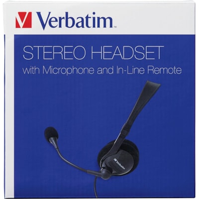 Verbatim Stereo Headset with Microphone and In-Line Remote - Stereo - USB Type A - Wired - 32 Ohm - 20 Hz to 20 kHz - Over-the-head - Binaural - Circumaural - 6.6 ft (2 m) Cable - Omni-directional Microphone WIRED W/MIC & IN-LINE REMOTE 