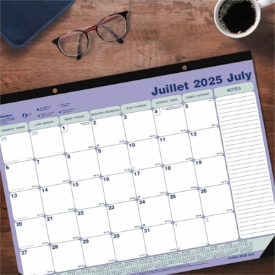 Blueline Academic Monthly Desk Pad - Academic - Monthly - 1 Year - July 2024 to July 2025 - 1 Month Single Page Layout - Desk Pad - Pressboard - Tear-off, Reinforced Corner - 1 Each  