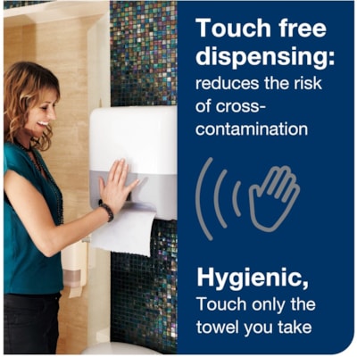 TORK Matic Hand Towel Roll Dispenser White H1 - Touchless Dispenser - 14.50" (368.30 mm) Height x 13" (330.20 mm) Width x 8" (203.20 mm) Depth - Plastic - White - Smart Sensor, Touch-free, Refill Indicator, Adjustable, Hygienic - 1  