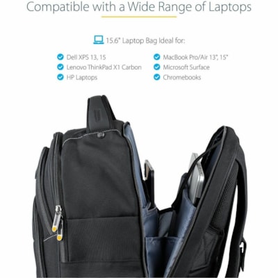 StarTech.com 15.6" Laptop Backpack w/ Removable Accessory Case, Professional IT Tech Backpack for Work/Travel/Commute, Nylon Computer Bag - 15.6in laptop backpack for work with padded compartments for notebook & tablet - Removable accessories case is stored in separate section at bottom of bag - Erg  CASE 