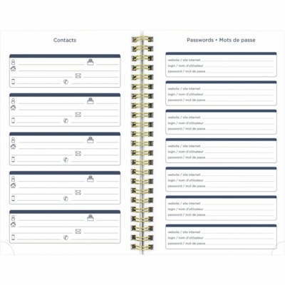 Blueline Essential Planner - Academic - Weekly, Monthly - 13 Month - July to July - Twin Wire - Multicolor, Gold - Foil - Translucent Cover - 8" (203.20 mm) Height x 5" (127 mm) Width - Bilingual, Monthly Planner, Ruled Planning Space, Reminder Section, Notes Area, Periodic Table, Multiplication Tab  
