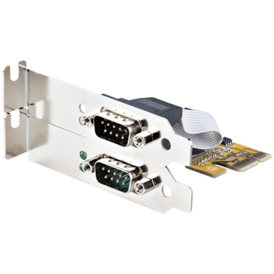 StarTech.com 2-Port PCI Express Serial Card, Dual Port PCIe to RS232 (DB9) Serial Card, 16C1050 UART, COM Retention, Windows & Linux - Connect serial RS232 (DB9) devices, using this PC Serial Card. Supports 16C1050 UART. LED lights to monitor activity on the PCI express DB9 card - The UART PCIe card  CTLR 