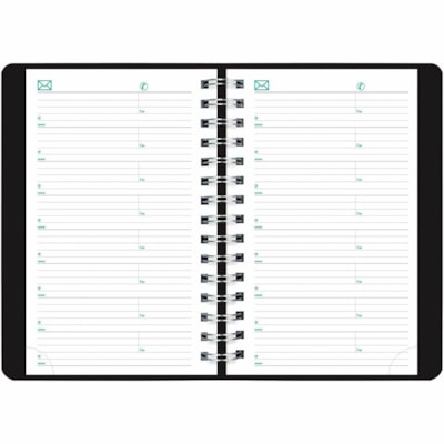 Blueline 2026 EcoLogix 12-Month Daily Planner - January to December - 8" x 5" - Black - Bilingual - Daily, Monthly - 12 Month - January 2026 to December 2026 - 7:00 AM to 7:30 PM - Half-hourly, Monday - Sunday - 1 Day Single Page Layout - 5" (127 mm) x 8" (203.20 mm) Sheet Size - Twin Wire - Black -  
