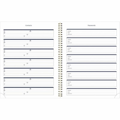 Blueline Academic Monthly Planner Spring 2022-2023 - Gold - Academic - Monthly - 14 Month - July 2022 to August 2023 - 1 Month Double Page Layout - White Sheet - Twin Wire - Desktop, Table - Gold - 11" (279.40 mm) Height x 8.5" (215.90 mm) Width - Daily Block, Telephone Section, Address Section, Dur  