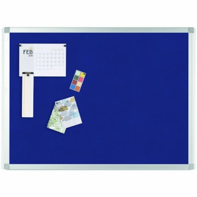 Merangue Ayda Blue Felt Bulletin Board, 36" x 48" - 36" (914.40 mm) Board Height x 48" (1219.20 mm) Board Width x 0.50" (12.70 mm) Board Depth - Blue Felt, Fabric Surface - Self-healing, Durable, Resilient - Silver Aluminum Frame - 1 / Unit BOARD SIZE: 36" X 48" ALUMINUM FRAME