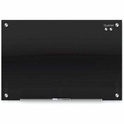 Quartet Infinity Magnetic Glass Dry-Erase Board, Black, 4' x 3' - 36" (914.40 mm) Width x 48" (1219.20 mm) Height - Black Tempered Glass Surface - Horizontal/Vertical - Magnetic - Frameless, Durable, Ghost Resistant, Stain Resistant, Scratch Resistant, Dent Resistant, Smooth Writing, Non-absorbent,  BLACK 