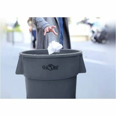 Globe Grey Waste Containers - 44 Gallon / Grey - 166.56 L Capacity - For Outdoor, Industrial, Food Service, Automotive, Office, Healthcare - Ergonomic Handle, Dent Resistant, Crack Resistant, Rust Resistant, Durable, Sturdy - 27.2" (690.88 mm) Height x 24" (609.60 mm) Width x 29" (736.60 mm) Depth - COMMERCIAL GRADE CONSTRUCTION 