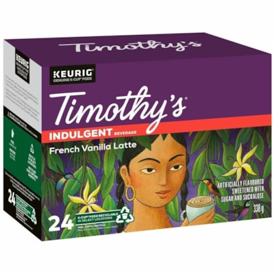 Timothy's K-Cup French Vanilla Latte Coffee - Compatible with Keurig K-Cup Brewer - Medium - 24 K-Cup - 24 / Box TIMOTHY'S  24CT 