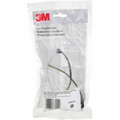 3M SecureFit 40 Safety Glasses - Recommended for: Assembly, Sanding, Sawing, Cleaning, Drilling, Grinding, Masonry, Painting, Demolition, Electrical, Facility Maintenance, ... - One Size Size - UVA, UVB, UVC Protection - Polycarbonate, Plastic, Rubber - Clear Lens - Clear, Black Frame - Self Adjusta CLEAR LENS W/BLACK TEMPLE ANTI-FOG LENS  3M