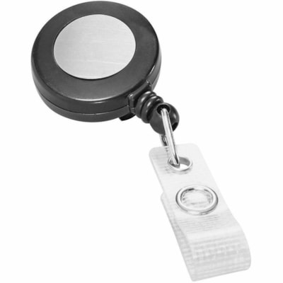 GBC Badgemates Badge Holder - Plastic, Metal, Vinyl, Nylon - Clear, Black, Blue, Gray - Retractable Cord, Durable, Pocket Clip, Secure - 5 / Pack 2 BLK 2 BLU AND 1 GREY 5/PK 