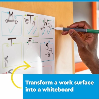 Post-it® Easy Erase Whiteboard Roll, 4'x3' - White Surface - White Sheet Color - Rectangle - 4" (101.60 mm) Length x 3" (76.20 mm) Width - Flexible, Stain Resistant, Easy Peel, Self-stick, Removable, Wipeable, Stain Proof - 1 Each WHITEBOARD SURFACE & SHEETS EE4X3