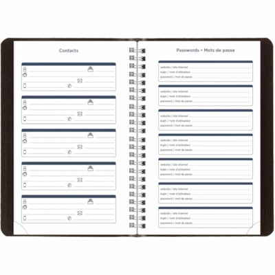 Blueline 2025-2026 13-Month Weekly/Monthly Academic Planner - July to July - 8" x 5" - Black - Bilingual - Academic - Weekly, Monthly - 13 Month - July 2025 to July 2026 - 1 Week Double Page Layout - 5" (127 mm) x 8" (203.20 mm) Sheet Size - Twin Wire - Black - Paper - Vicuana Cover - Holiday Listin  