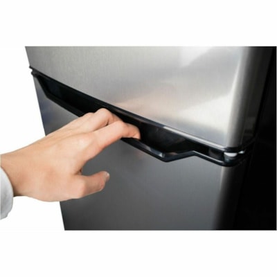 Danby 4.5 cu. ft. 2 Door Compact Fridge in Stainless Steel Look - 127.43 L - Auto-defrost - Upright - Reversible - 1x Freezer Drawer(s) - 127.43 L Net Refrigerator Capacity - Black, Stainless Steel - Freestanding - LED Light STEEL DOOR ENERGY STAR 