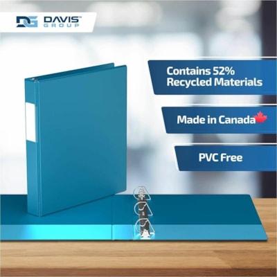 Davis Group Premium Economy, Angle D Ring, Binder, 6 Pack (Turquoise Blue, 1") - Letter - 8 1/2" (215.90 mm) x 11" (279.40 mm) Sheet Size - 225 Sheet Capacity - 3 x 1" (25.40 mm) Ring(s) - Fastener(s): D-Ring - Pocket(s): 2, Internal - Polypropylene - Turquoise Blue - 5.15 lb (2336 g) - Spine Label  e 