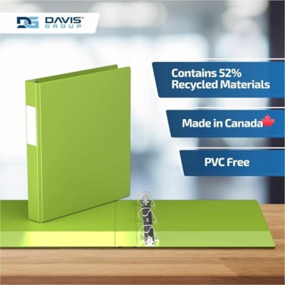 Davis Group Premium Economy, Angle D Ring, Binder, 6 Pack (Lime Green, 1") - Letter - 8 1/2" (215.90 mm) x 11" (279.40 mm) Sheet Size - 225 Sheet Capacity - 3 x 1" (25.40 mm) Ring(s) - Fastener(s): D-Ring - Pocket(s): 2, Internal - Polypropylene - Lime Green - 5.15 lb (2336 g) - Sheet Lifter, Spine  n 