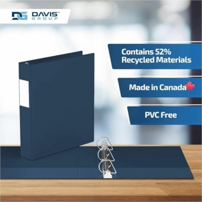 Davis Group Premium Economy, Angle D Ring, Binder, 6 Pack (Navy Blue, 1.5") - Letter - 8 1/2" (215.90 mm) x 11" (279.40 mm) Sheet Size - 350 Sheet Capacity - 3 x 1.50" (38.10 mm) Ring(s) - Fastener(s): D-Ring - Pocket(s): 2, Internal - Polypropylene - Navy - 6.25 lb (2834.95 g) - Spine Label - 6 / P ue 
